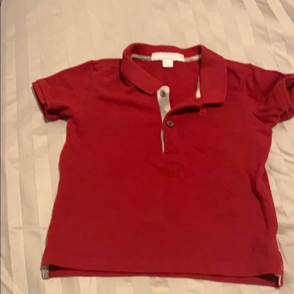 Red Burberry polo shirt size 18m